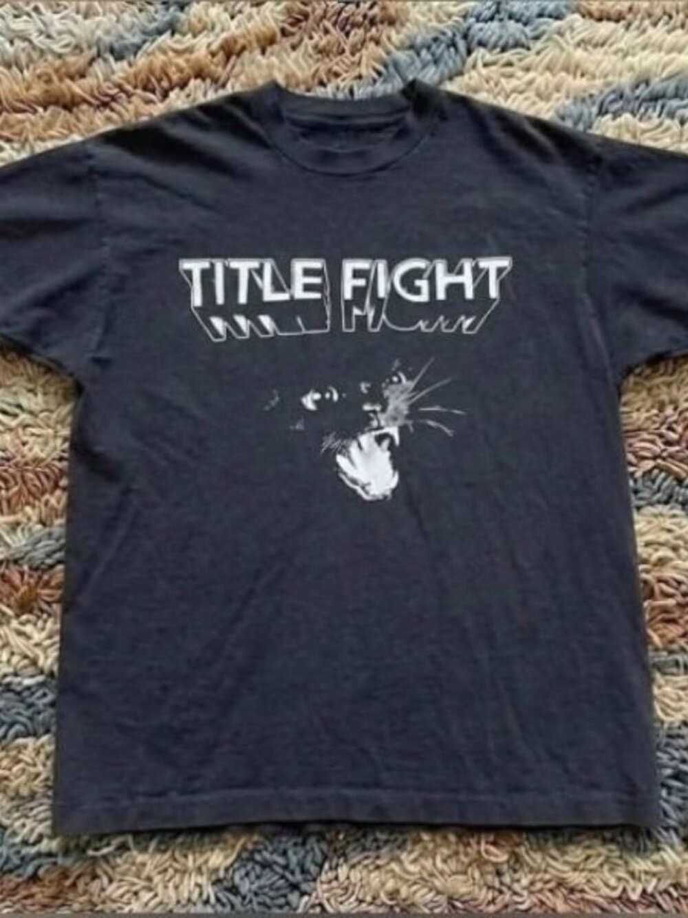 Title Fight Cat Black Graphic T Shirt